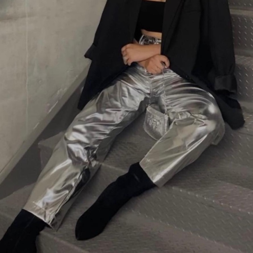 Amy Lynn Silver Metallic Lupe Pants - Picture 12 of 15